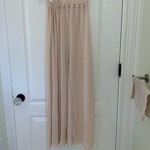 Light blush colored silk-like poncho pants
